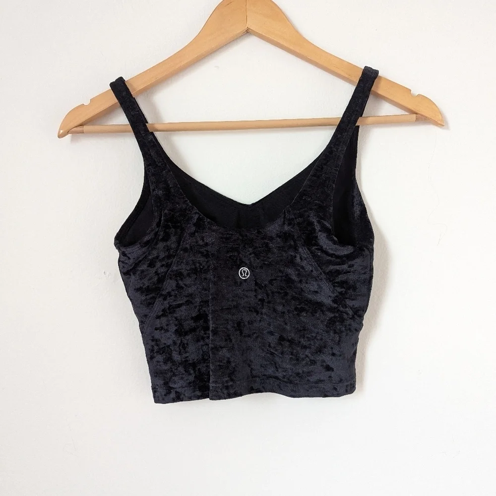 Lululemon Black Crushed Velvet Special Edition Align Cropped Tank Top 4